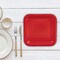 24 Count Red Square Paper Dessert Plates for Party Wedding Baby Shower Birthday Use 7"